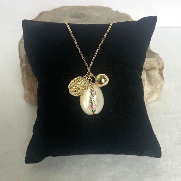 Gold Vermeil Sterling Silver 925 Pearl Gemstone Sanddollar Pendant Necklace 18" - Picture 16 of 16